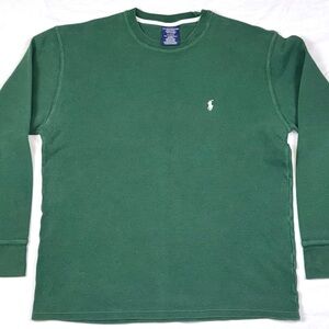 Polo Ralph Lauren Men's Green Thermal Waffle Sleepwear Long Sleeve Shirt